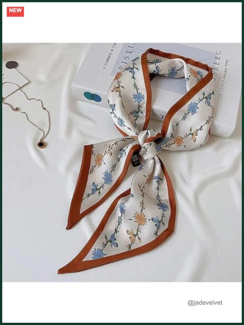 Silk Feel Fashion Scarves for Women - Multipurpose Hair Band Neck Scarf